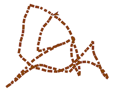 picture of several connected irregular dotted lines
