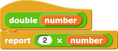 PROCEDURE double (x) { RETURN (2 * x) }