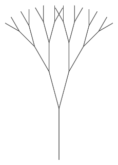 A tree with trunk and four levels of branches